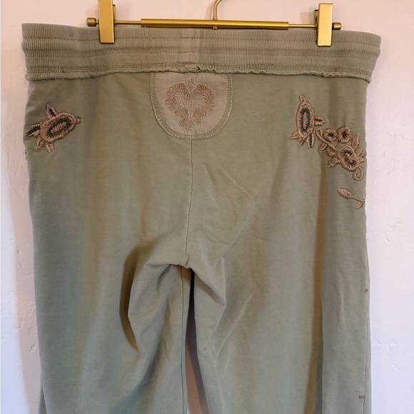Vertigo Paris Y2K Green Embroidered Drawstring Cotton Sweat Pants Size Large - Picture 6 of 8